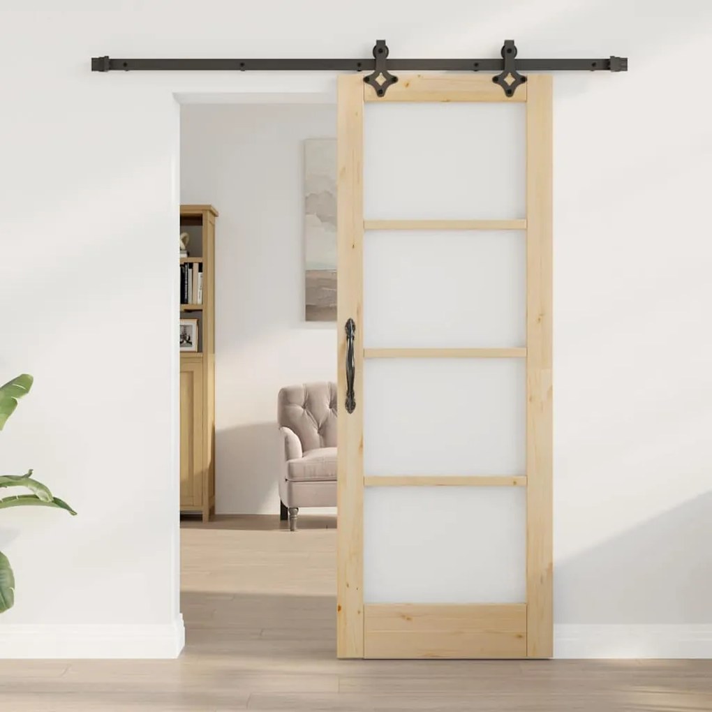 Porta Deslizante vidaXL com Conjunto de Hardware 'ORKDAL'Madeira Sólid