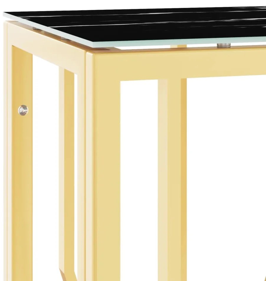 Mesa consola 70x30x70 cm aço inoxidável e vidro dourado