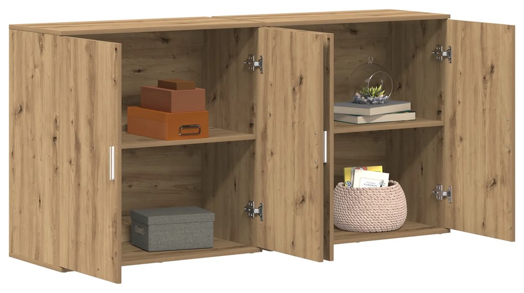 Buffets 2 pcs Carvalho Artesanal 79x38x80 cm Madeira de Engenharia
