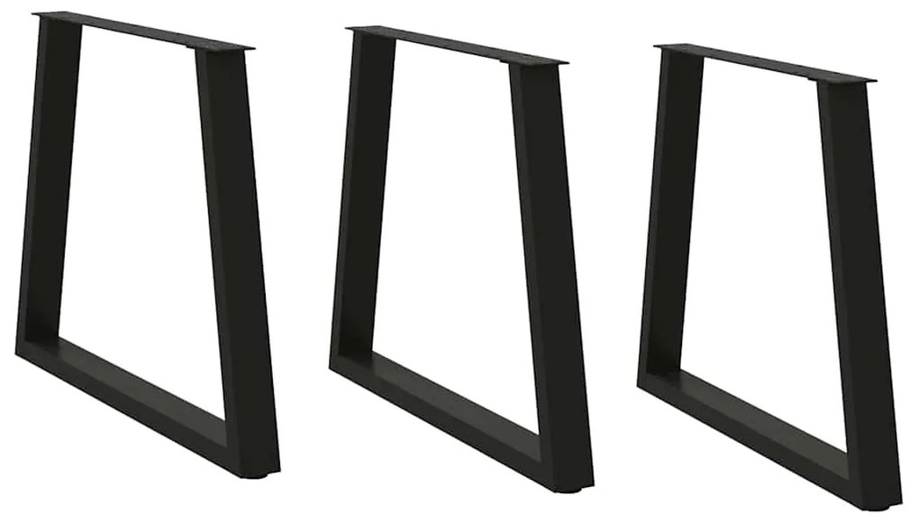 vidaXL Pernas para mesa de jantar em V 3 peças, preto, 70x(72-73,3) cm, aço