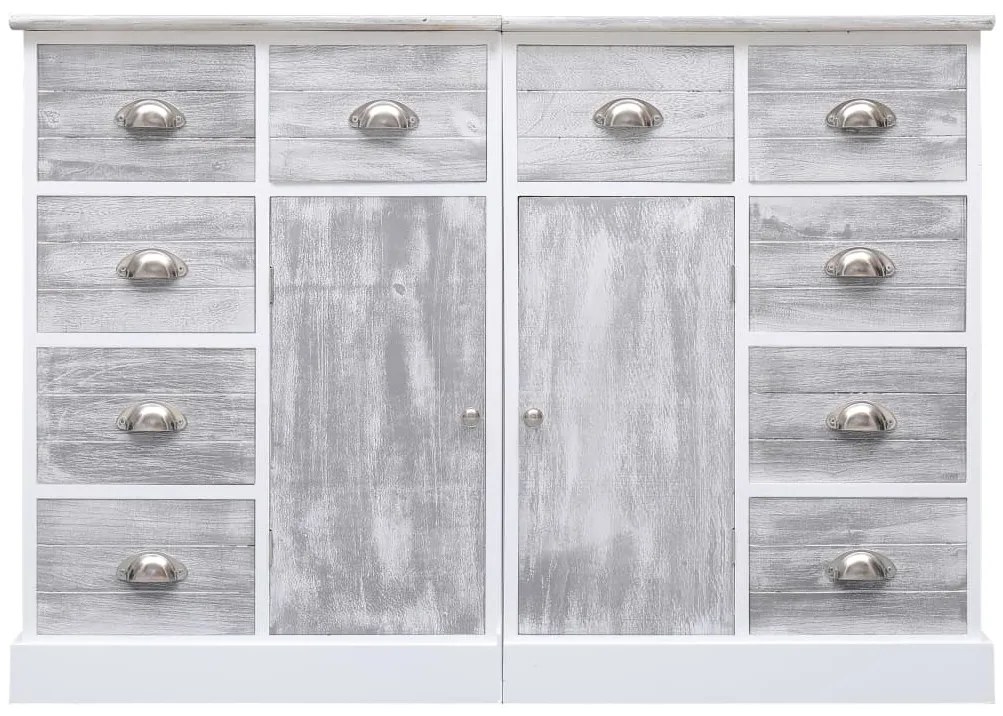 Aparador com 10 gavetas 113x30x79 cm madeira cinzento