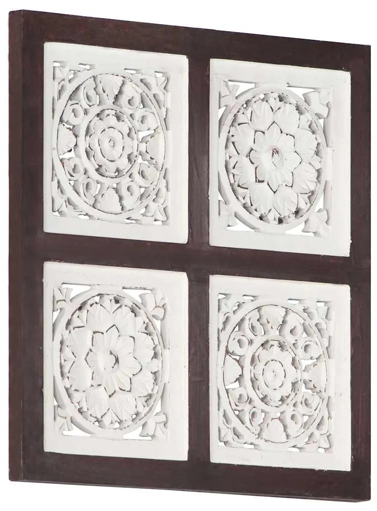 Painel parede esculpido à mão MDF 40x40x1,5 cm castanho/branco