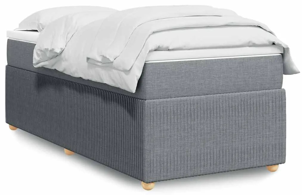 Cama com molas/colchão 90x200 cm tecido cinza-claro