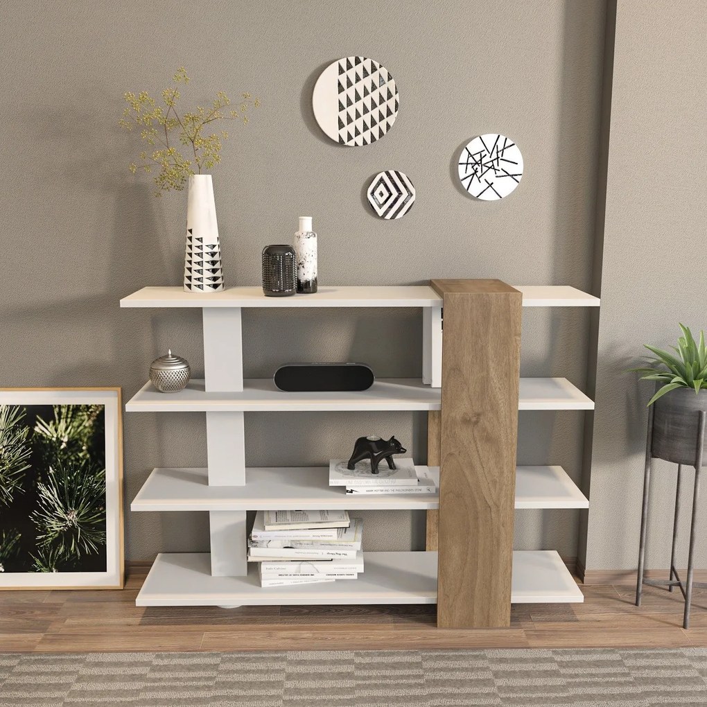 Estante Nur – Branco e Nogal – 120x90x30 cm