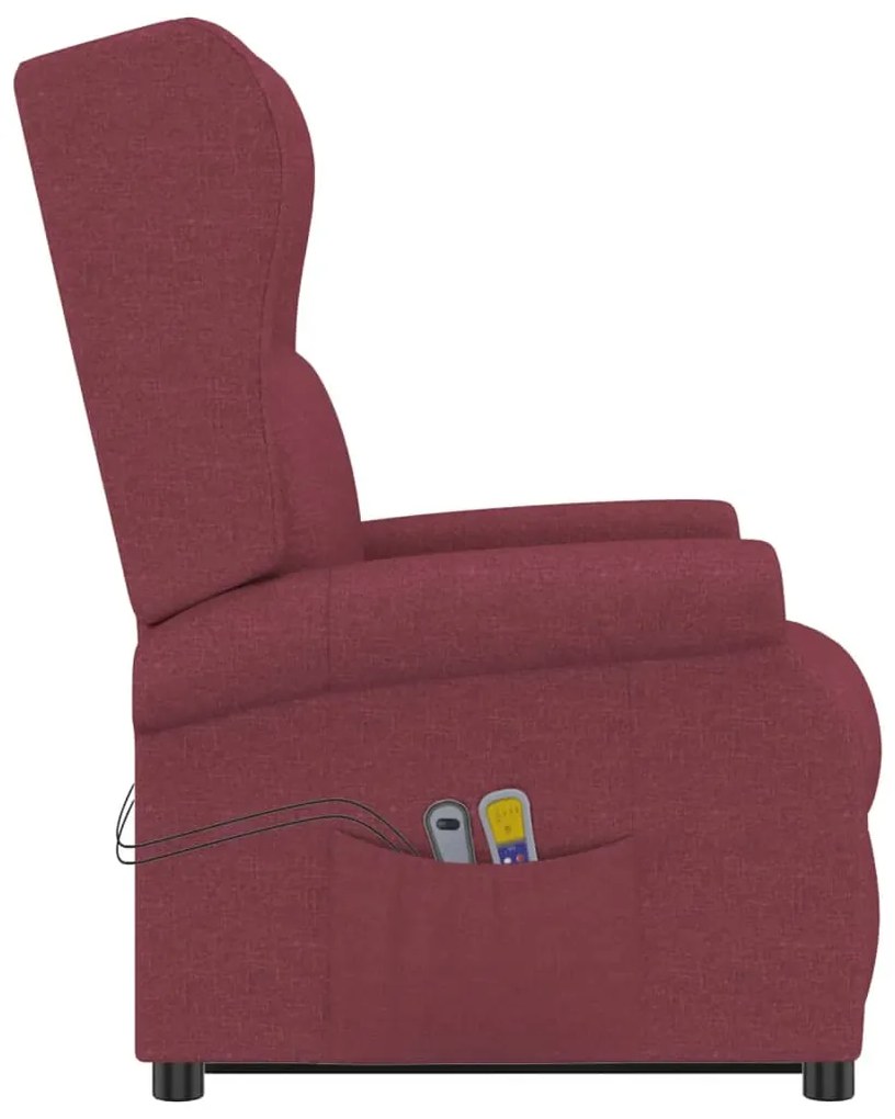 Poltrona elevatória de massagens tecido vermelho tinto