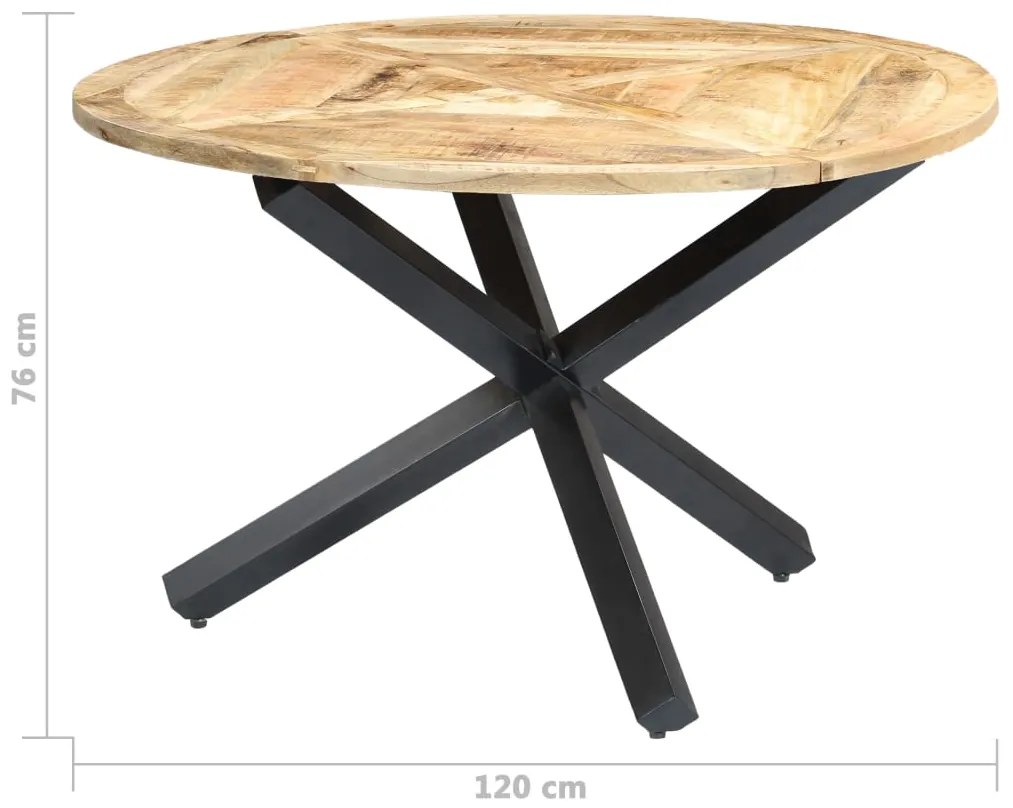 Mesa de jantar redonda 120x76 cm madeira de mangueira maciça