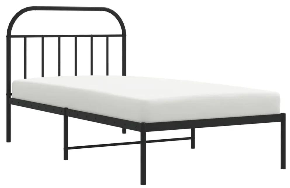 Estrutura de cama com cabeceira 100x190 cm metal preto