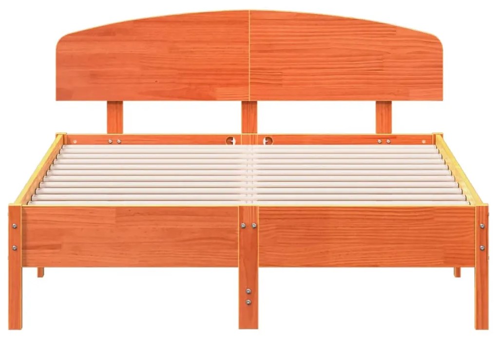 Cama sem colchão 140x190 cm pinho maciço castanho-mel