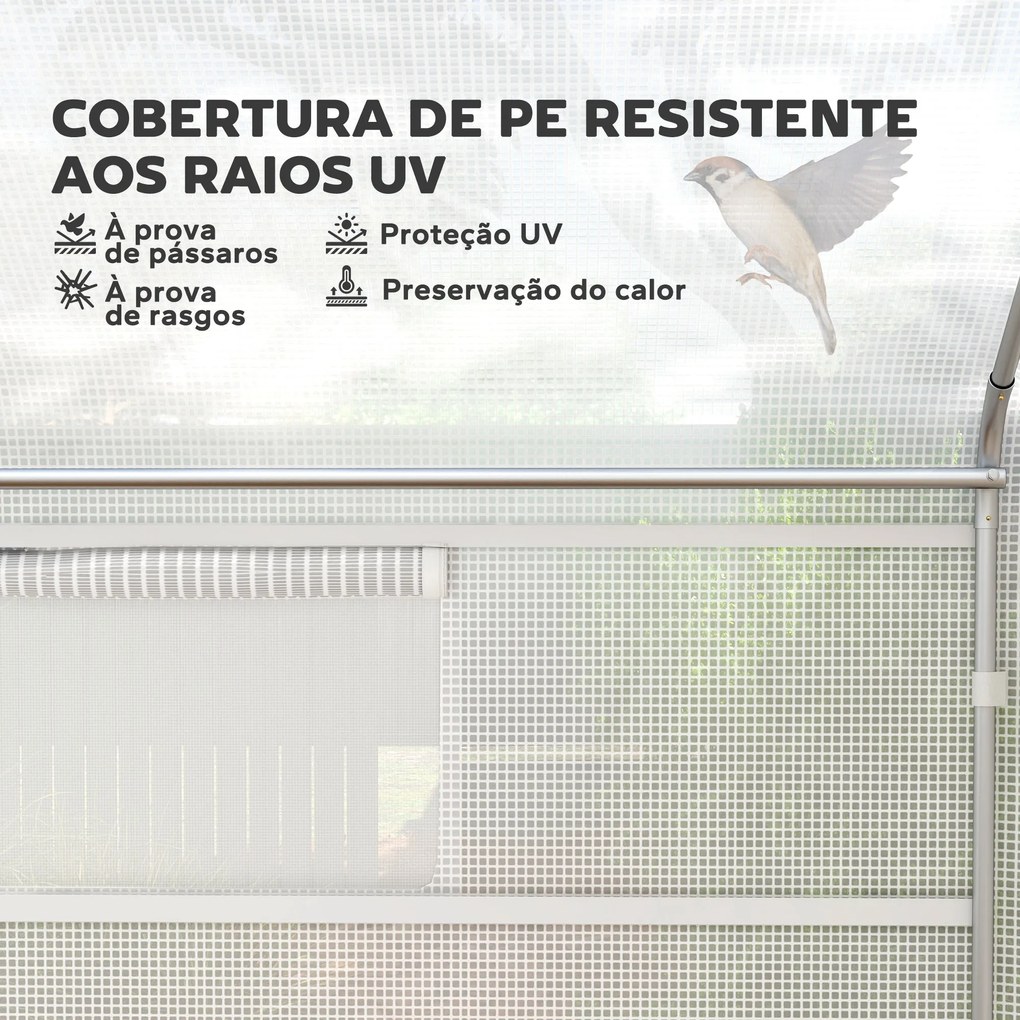 Estufa tipo Túnel 4x3x2 m Estufa de Exterior com 2 Janelas Cobertura P