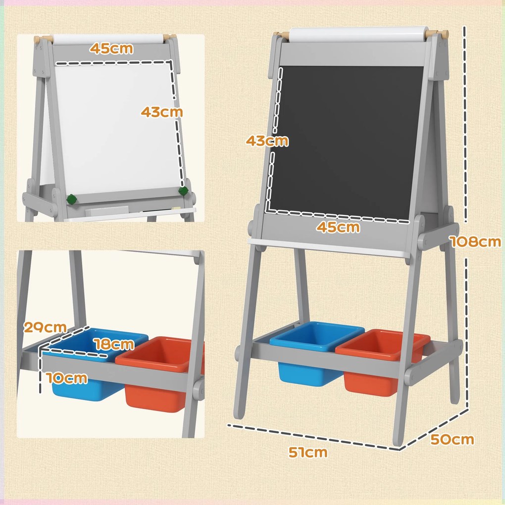 AIYAPLAY Cavalete para Crianças Cavalete de Pintura para Crianças 3 em