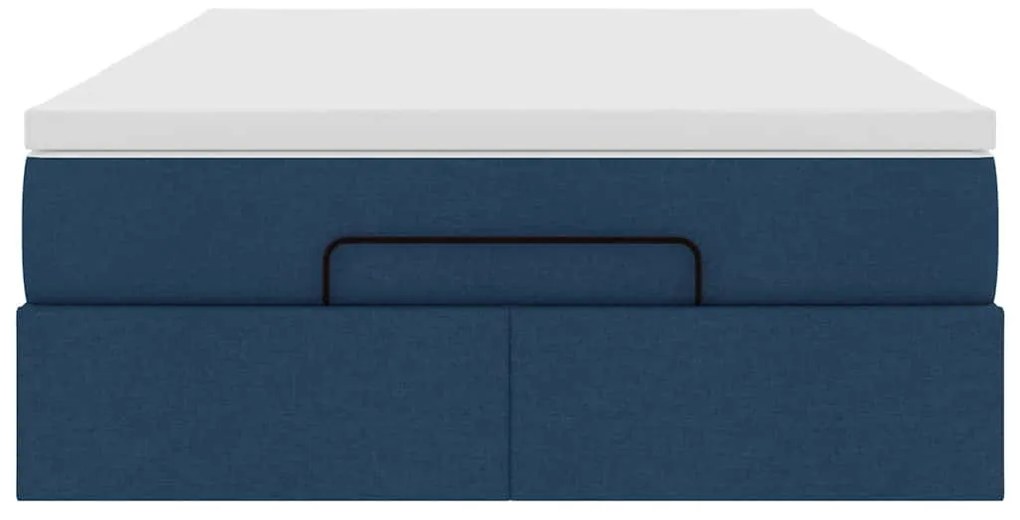 Estrutura de cama otomana com colchão 120x200 cm tecido azul