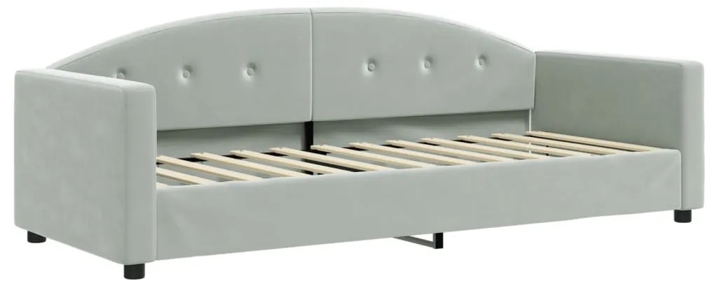 Sofá-cama c/ gavetão e colchões 80x200 cm veludo cinzento-claro