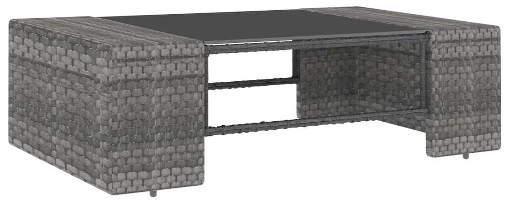4 pcs conjunto lounge para jardim vime PE cinzento