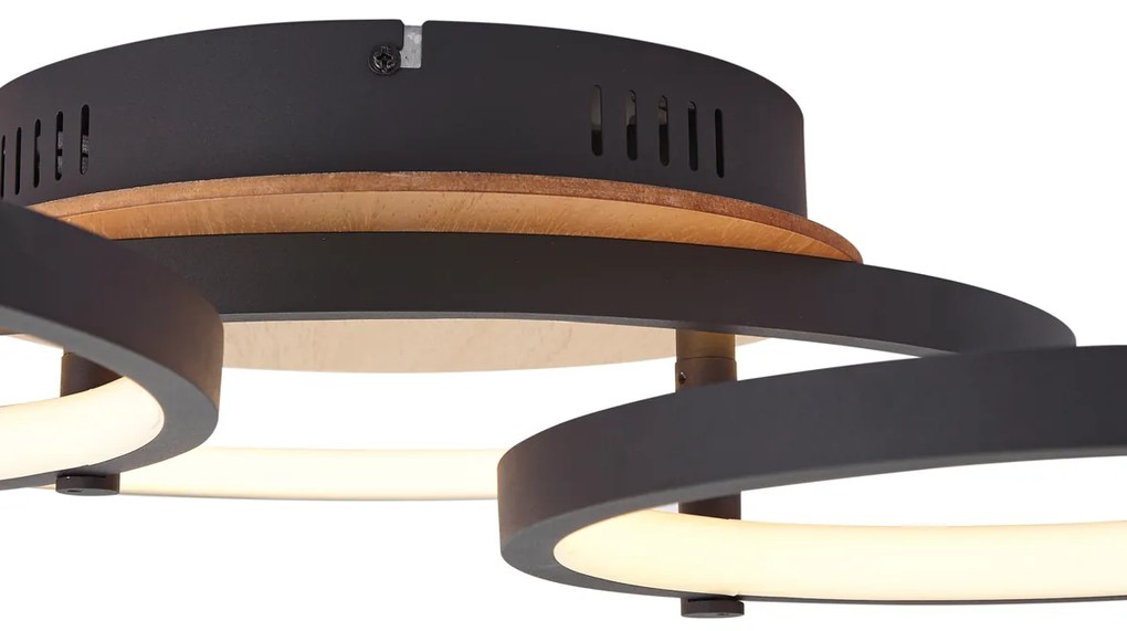 Candeeiro de Teto Moderno de Madeira Incl. LED Regulável em 3 Passos 3 Luzes - Rondas