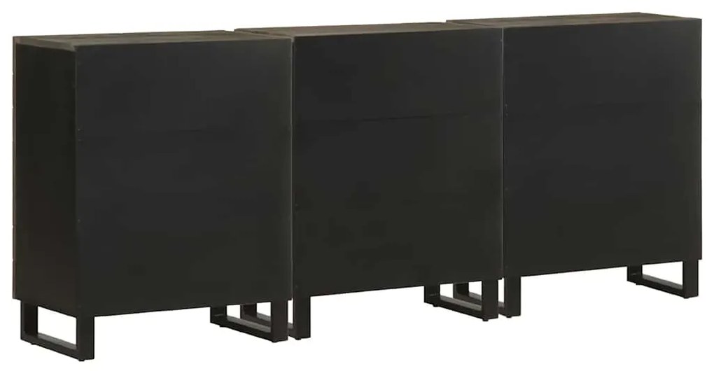 3 Peças Aparadores preto 60x33x75 cm madeira maciça manga
