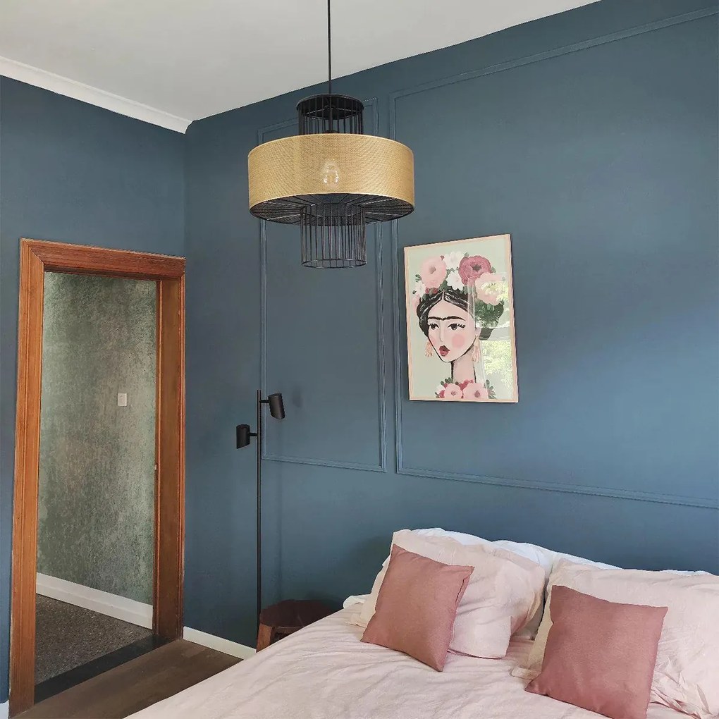 Candeeiro de suspensão design dourado com preto 40 cm - Tess