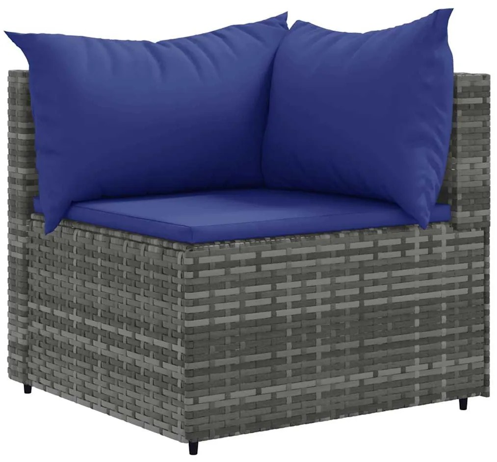 6 pcs conjunto lounge de jardim c/ almofadões vime PE cinzento