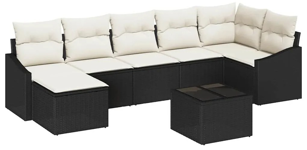 Conjunto de Jantar de Jardim de 7 Peças com Almofadas de Rattan Marrom