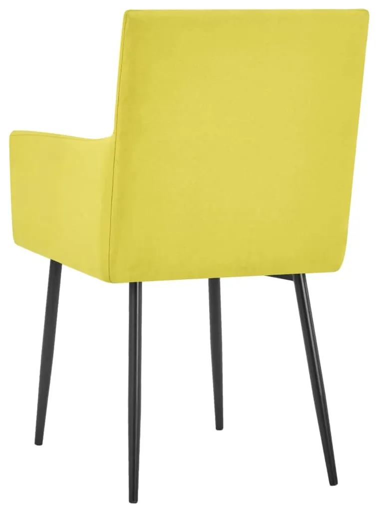 Cadeiras de jantar com apoio de braços 2 pcs tecido amarelo