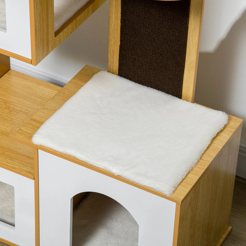 PawHut Casa para Gatos Altura 92,5cm Torre para Gatos com 3 Casas de M