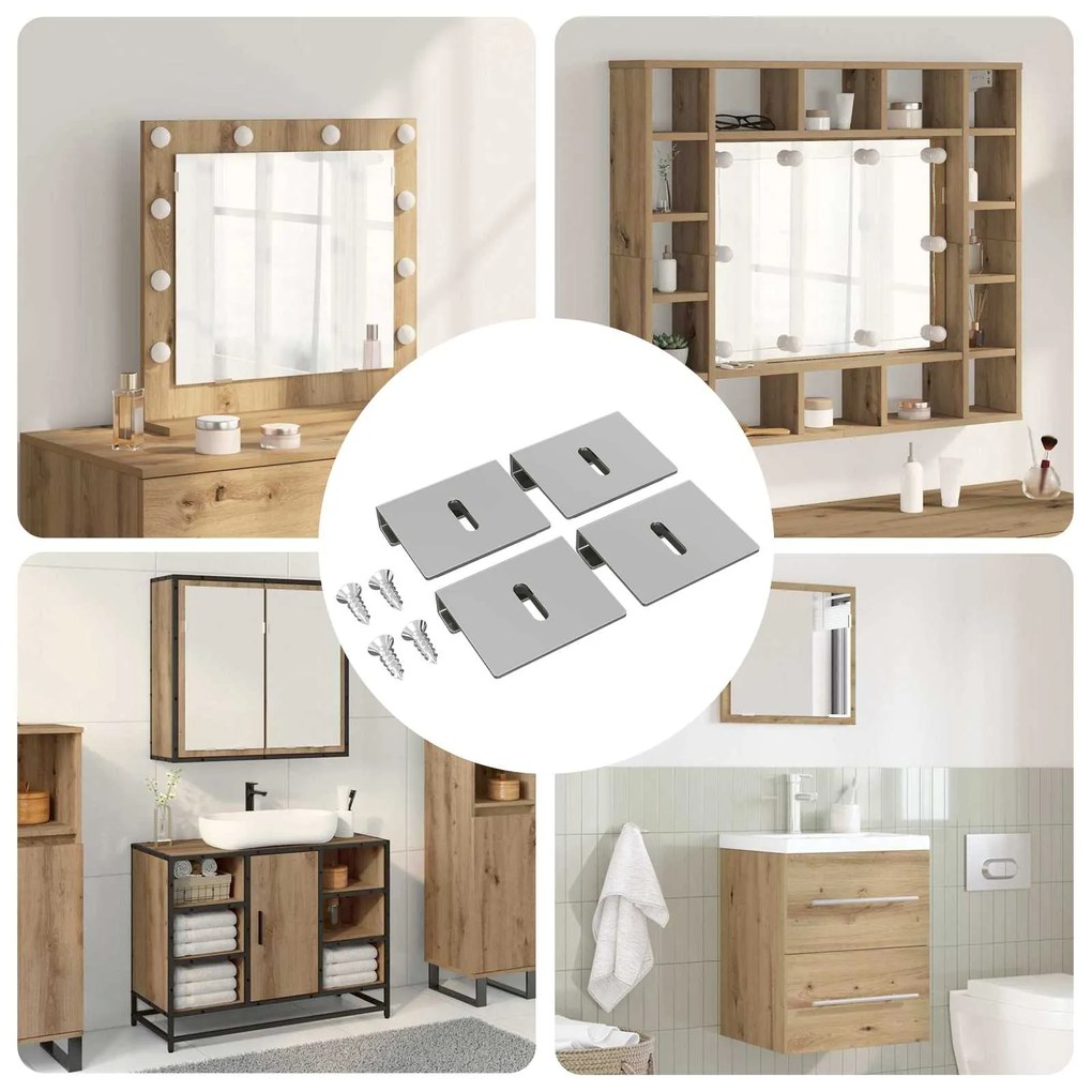 vidaXL Suporte para Segurar Espelho 12 pcs Níquel 35 x 30 x 8,3 mm Aço