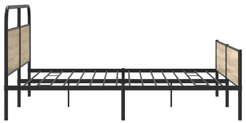 Estrutura de cama sem colchão 200x200cm metal carvalho fumado