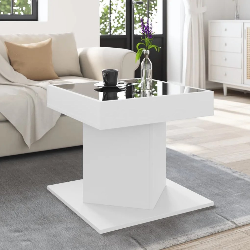 Mesa de centro c/ LEDs 50x50x45cm derivados de madeira branco