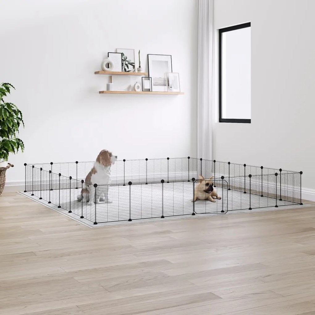 3114026 vidaXL Gaiola p/ animais de 28 painéis c/ porta 35x35 cm aço preto