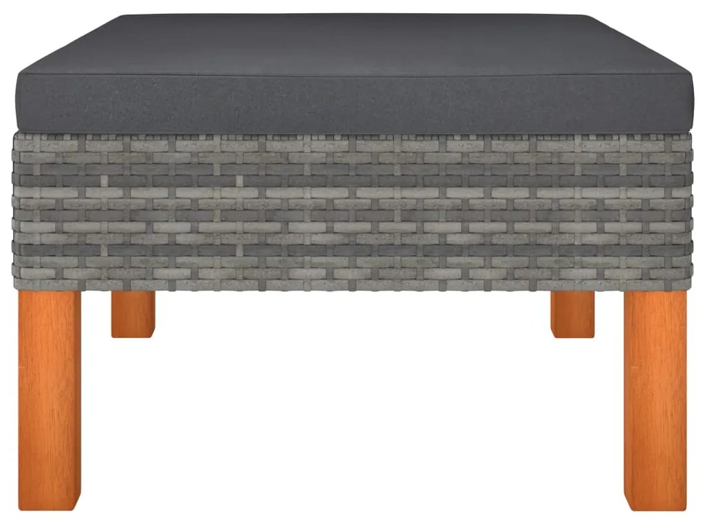 7 pcs conj. lounge jardim vime PE e madeira eucalipto cinzento