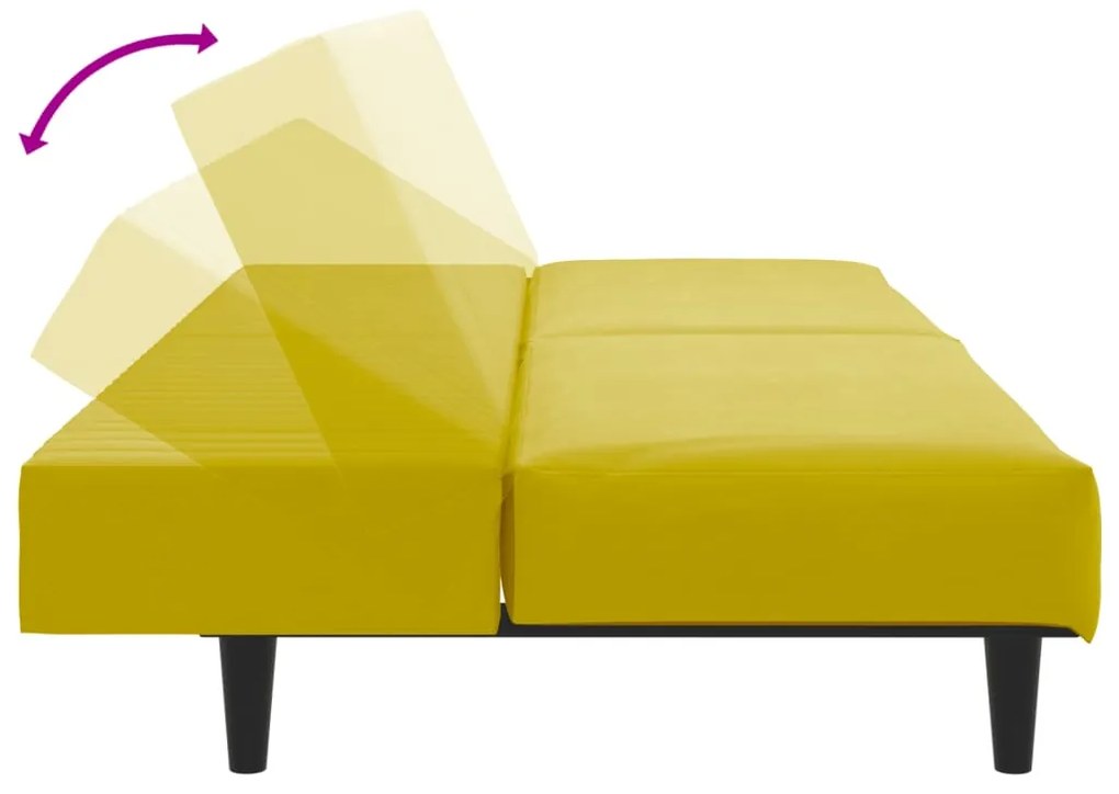 2 pcs conjunto de sofás veludo amarelo