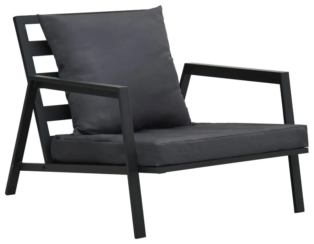 5 pcs conjunto lounge jardim + almofadões alumínio cinza-escuro
