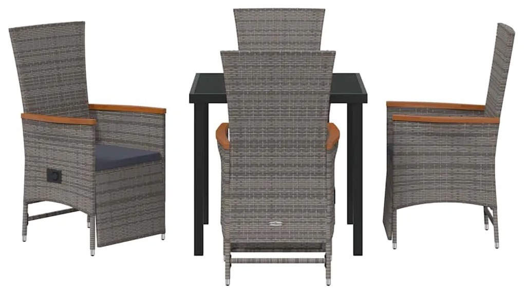 Cadeiras de Jardim Reclináveis com almofada 5 pcs