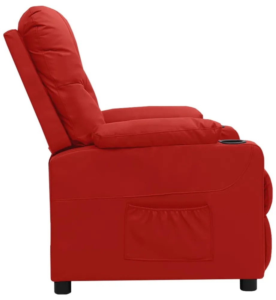 Poltrona reclinável couro artificial vermelho tinto