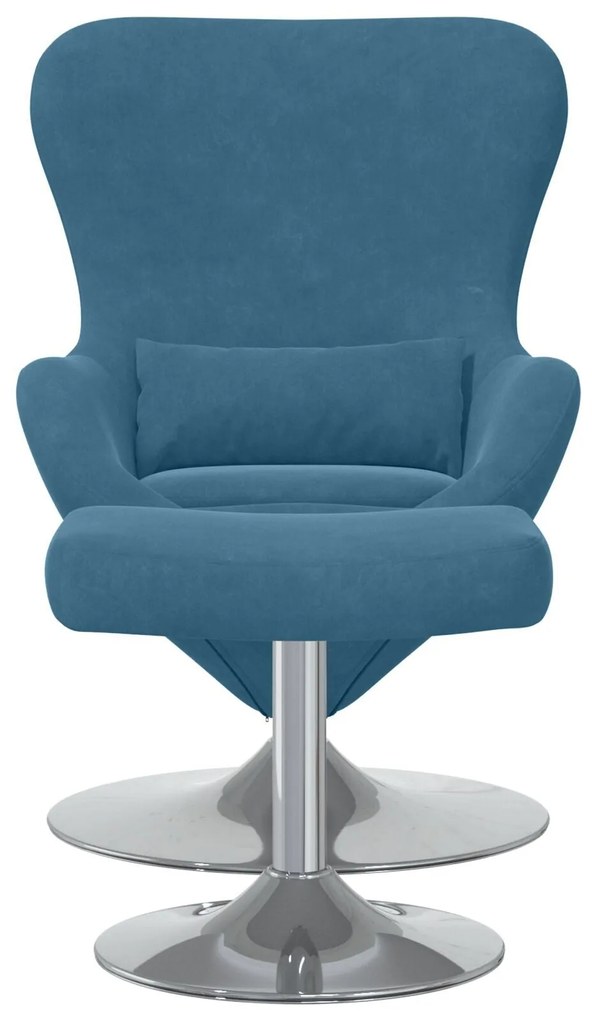 Poltrona Egg vidaXL com apoio para os pés em veludo azul