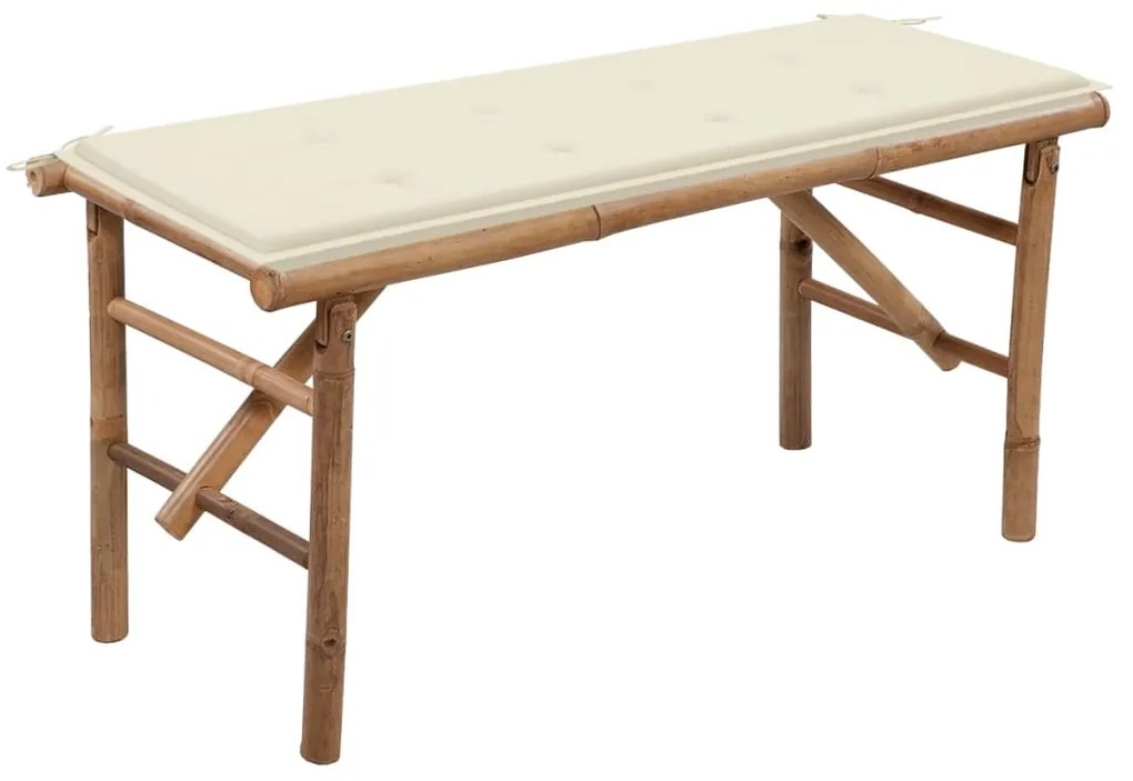 3063851 vidaXL Banco de jardim dobrável com almofadão 118 cm bambu