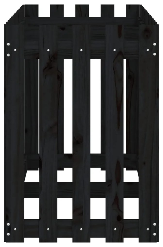 Canteiro elevado c/ design cerca 150x50x70cm pinho maciço preto