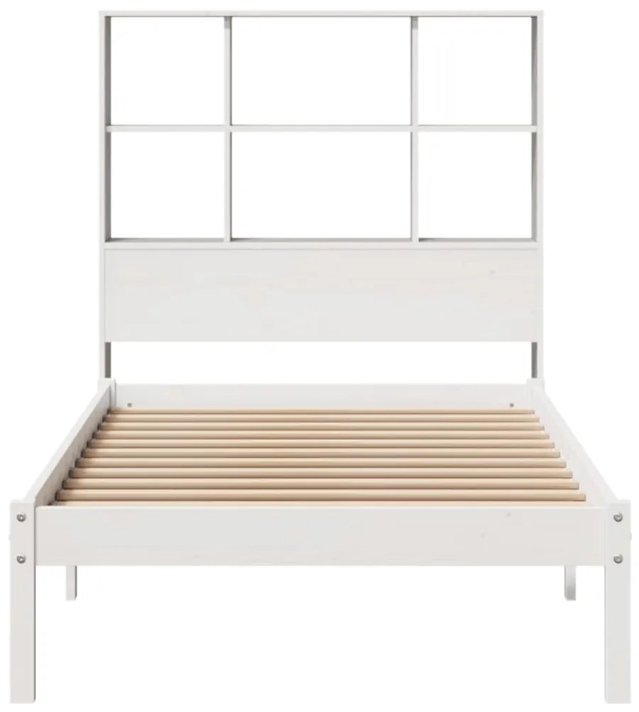 Cama com estante sem colchão 90x190 cm pinho maciço branco