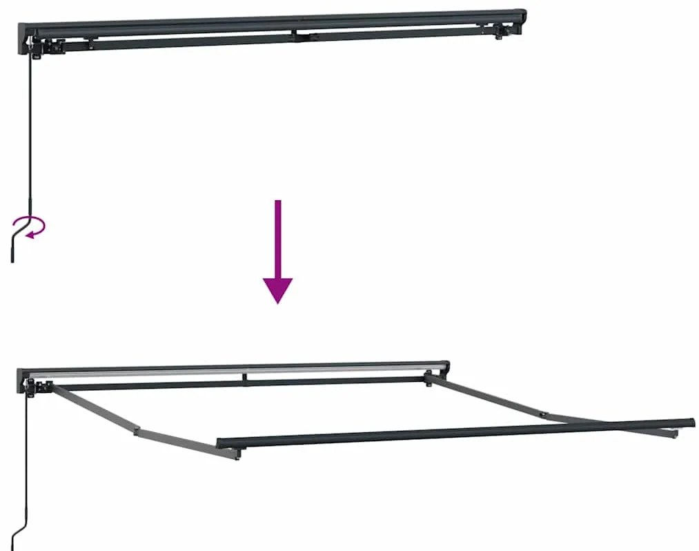 Toldo Retrátil Manual Antracite 300x250 cm Poliéster e Alumínio