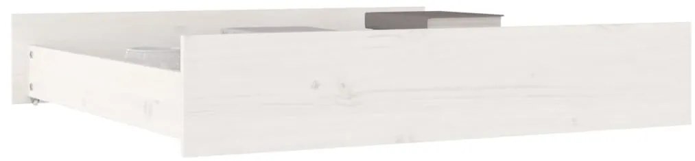 Gavetas de cama 2 pcs madeira de pinho maciça branco