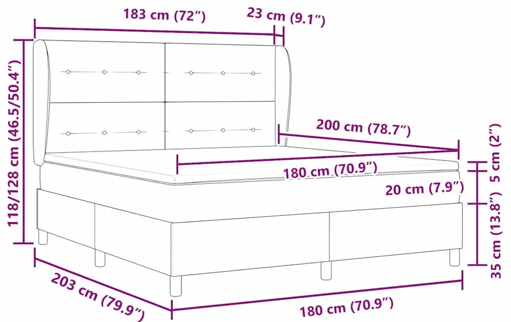Cama box com colchão verde escuro 180x200 cm em veludo