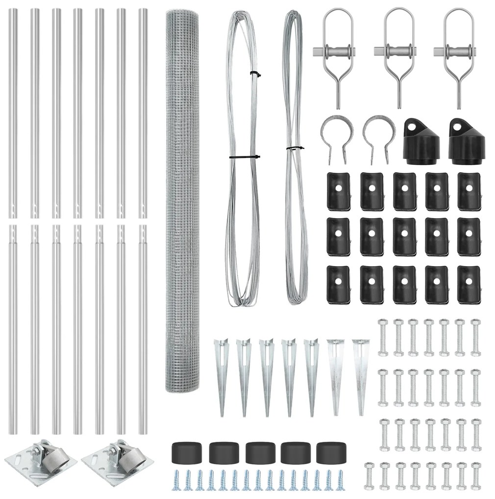 Conjunto de Postes de Cerca Conjunto de 2 Aço galvanizado