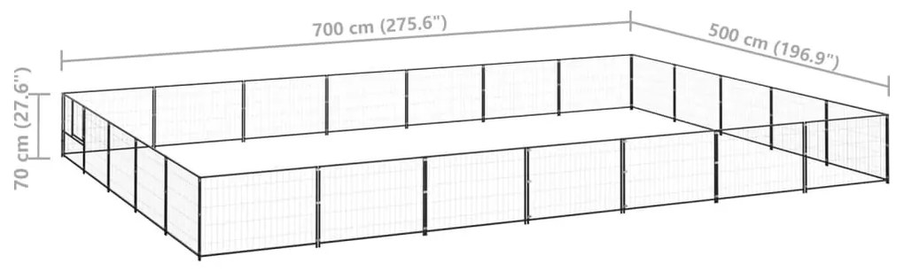 Canil para cães 35 m² aço preto