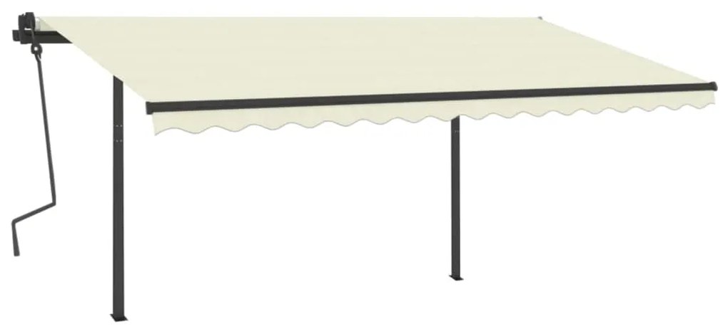 Toldo retrátil automático com postes 4,5x3 m cor creme