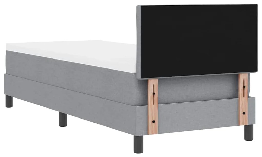 Cama Box com Colchão e LED Cinza Claro 80x200 cm Tecido