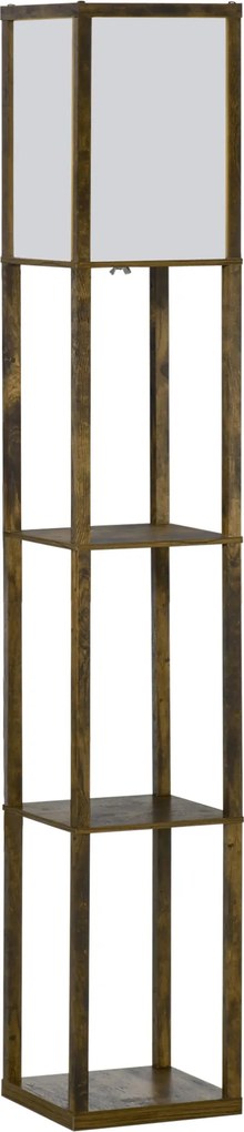 Candeeiro de Pé de Madeira com 3 Prateleiras para Lâmpada E27 Potência Máx. 40W 26x26x160 cm Castanho Rústico