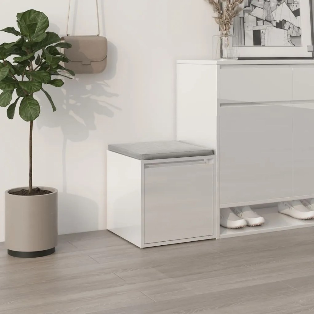 808780 vidaXL Caixa c/ gaveta 40,5x40x40cm derivados madeira branco brilhante