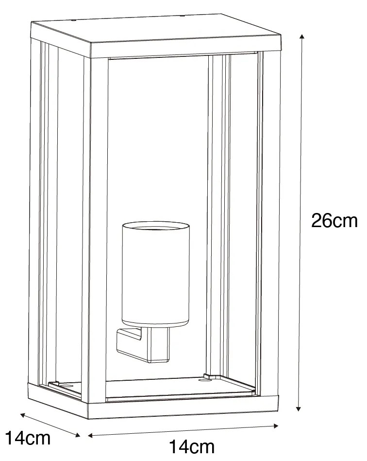 Candeeiro de parede exterior preto com vidro fumê 26 cm IP44 - Charlois Moderno