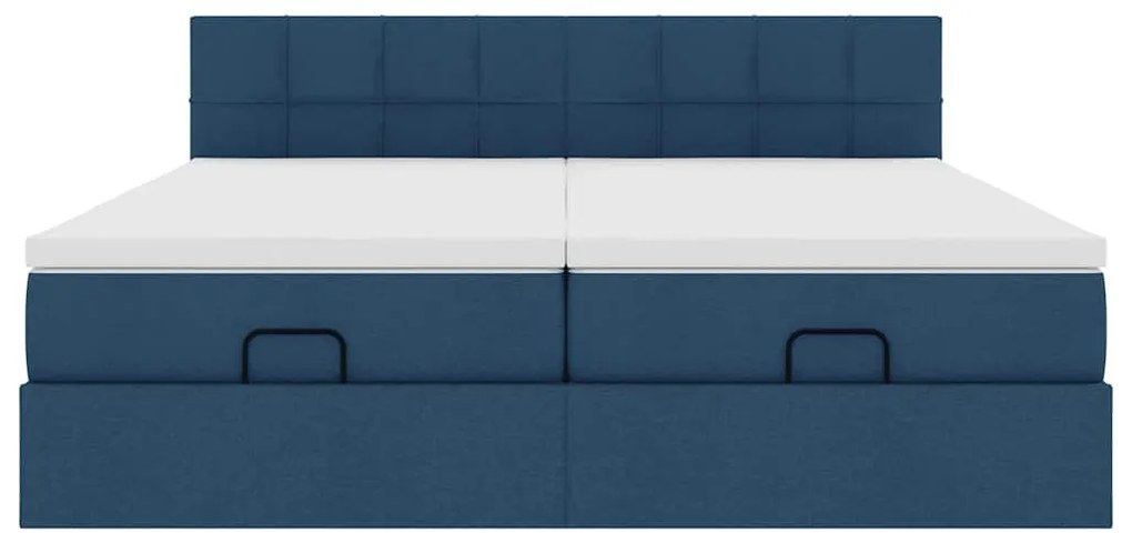 Estrutura de cama otomana com colchões 180x200cm tecido azul
