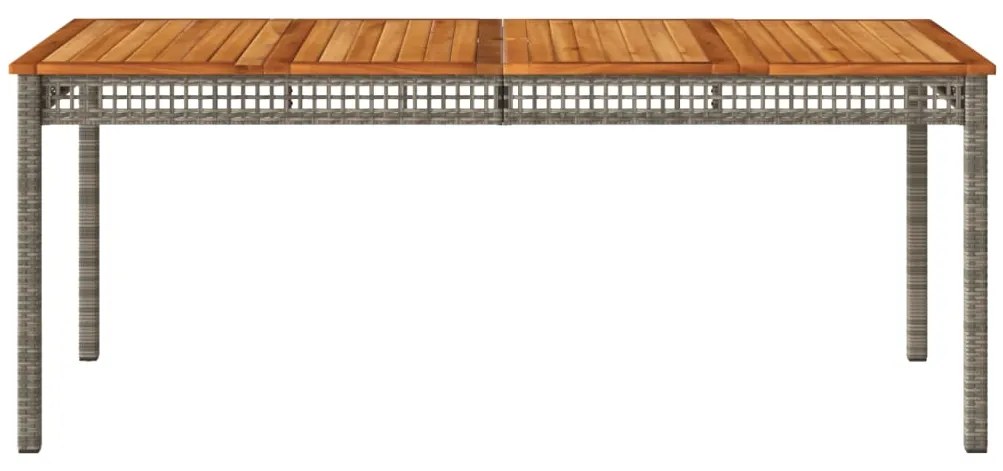 Mesa de jardim 180x90x75cm vime PE e madeira de acácia cinzento