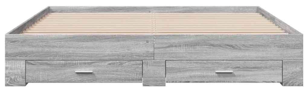 Estrutura de cama c/ gavetas derivados madeira cinza sonoma